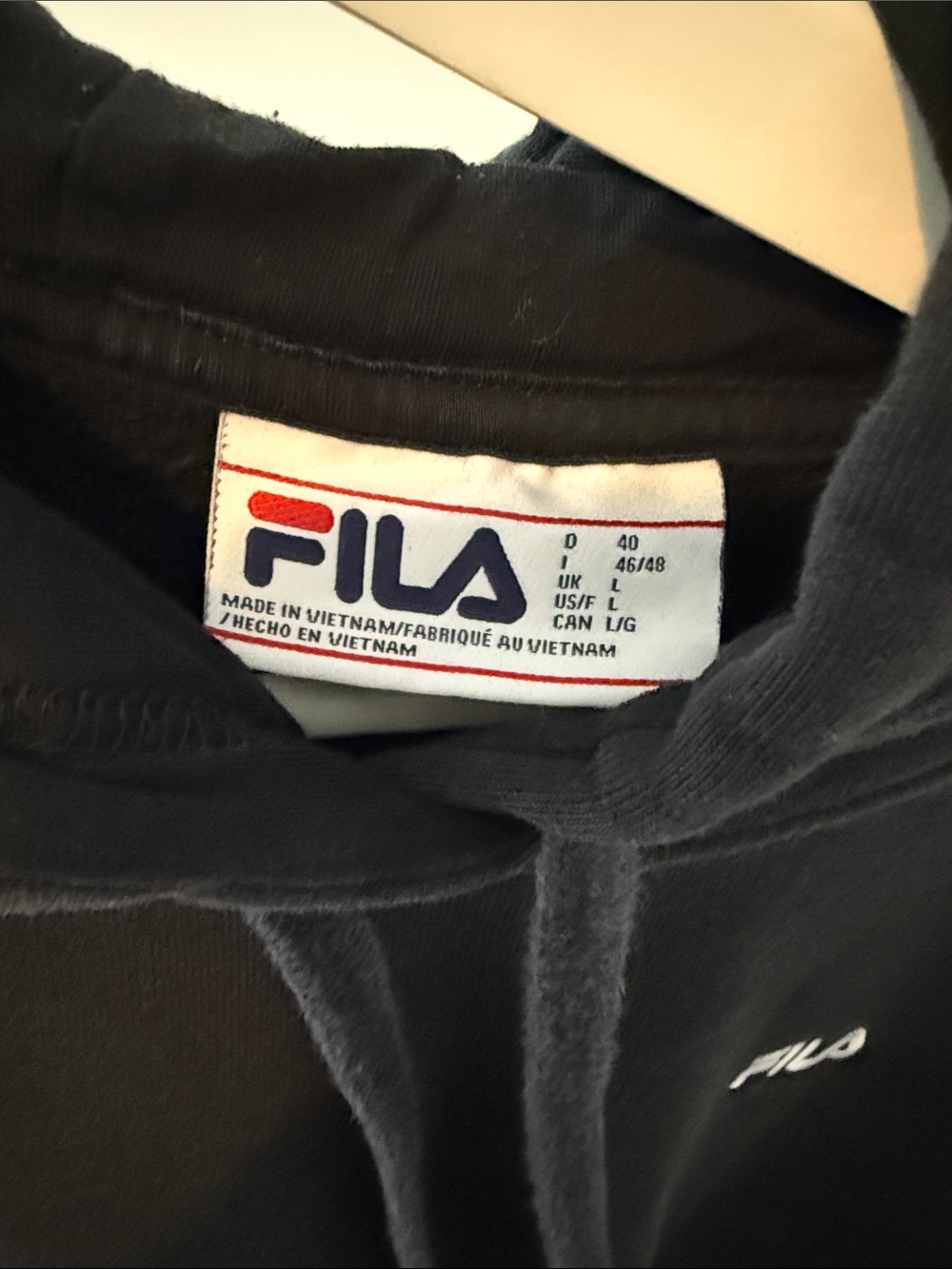 Fila Black Pullover Hoodie with White Logo - Picture 2 of 3